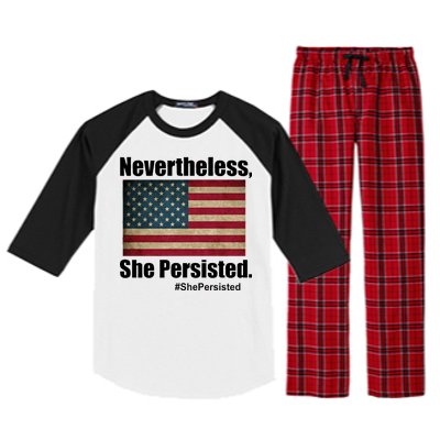 Nevertheless She Persisted American Flag Raglan Sleeve Pajama Set