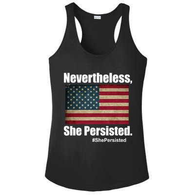 Nevertheless She Persisted American Flag Ladies PosiCharge Competitor Racerback Tank
