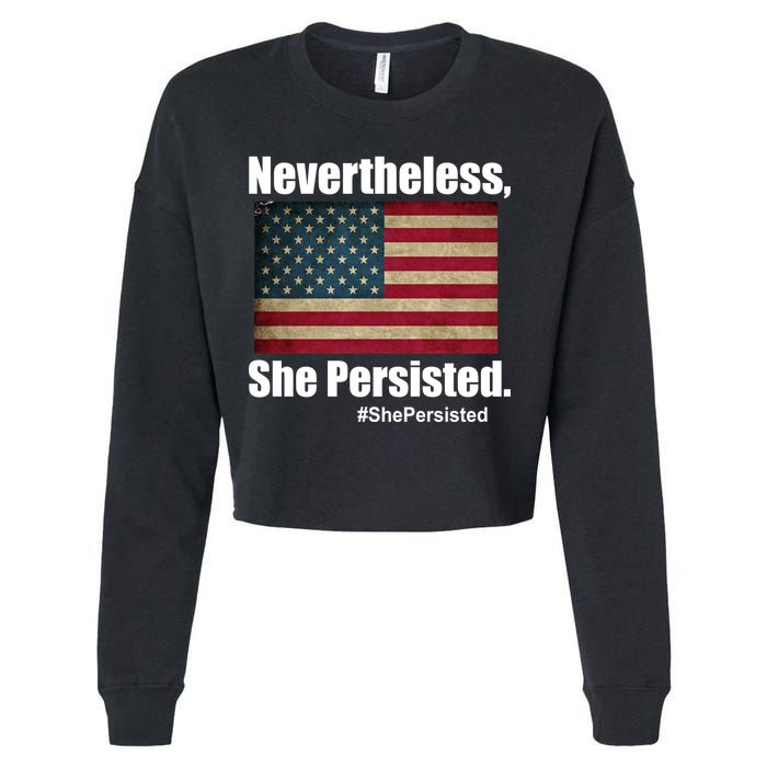 Nevertheless She Persisted American Flag Cropped Pullover Crew