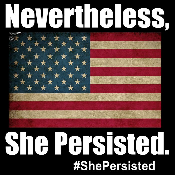 Nevertheless She Persisted American Flag Cropped Pullover Crew