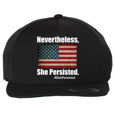 Nevertheless She Persisted American Flag Wool Snapback Cap