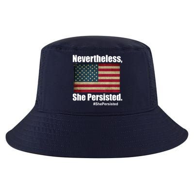 Nevertheless She Persisted American Flag Cool Comfort Performance Bucket Hat