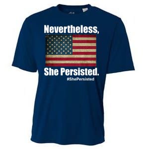 Nevertheless She Persisted American Flag Cooling Performance Crew T-Shirt