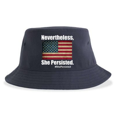 Nevertheless She Persisted American Flag Sustainable Bucket Hat