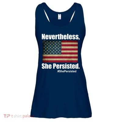 Nevertheless She Persisted American Flag Ladies Essential Flowy Tank