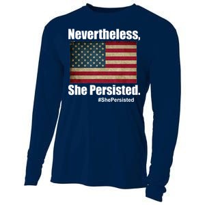 Nevertheless She Persisted American Flag Cooling Performance Long Sleeve Crew