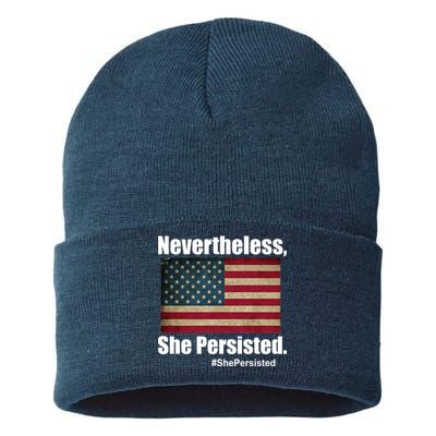 Nevertheless She Persisted American Flag Sustainable Knit Beanie