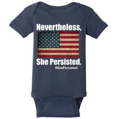 Nevertheless She Persisted American Flag Baby Bodysuit