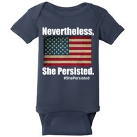 Nevertheless She Persisted American Flag Baby Bodysuit