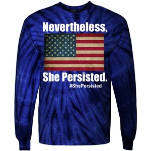 Nevertheless She Persisted American Flag Tie-Dye Long Sleeve Shirt