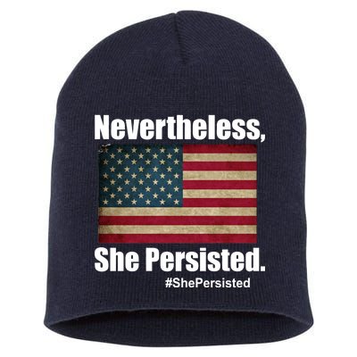 Nevertheless She Persisted American Flag Short Acrylic Beanie