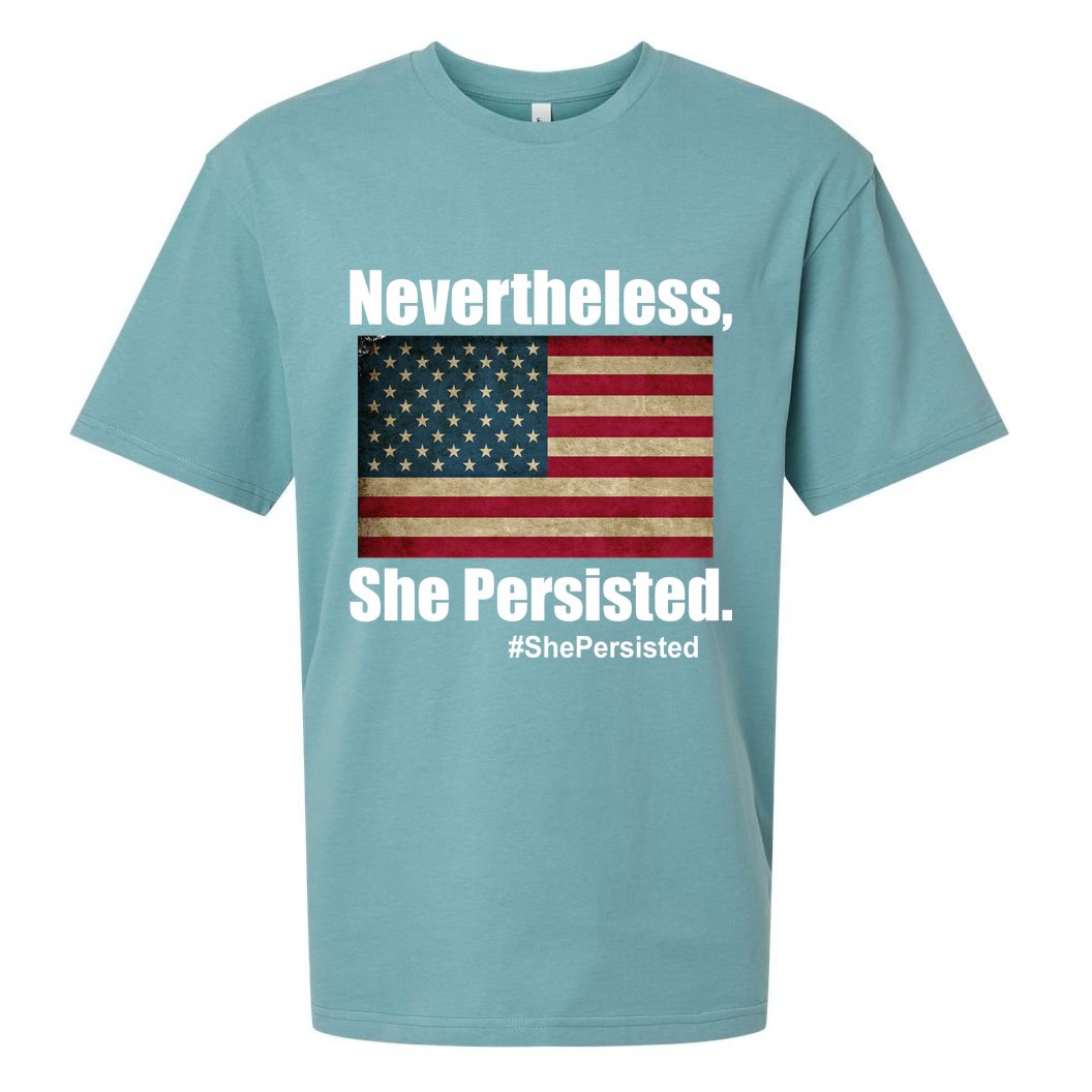 Nevertheless She Persisted American Flag Sueded Cloud Jersey T-Shirt
