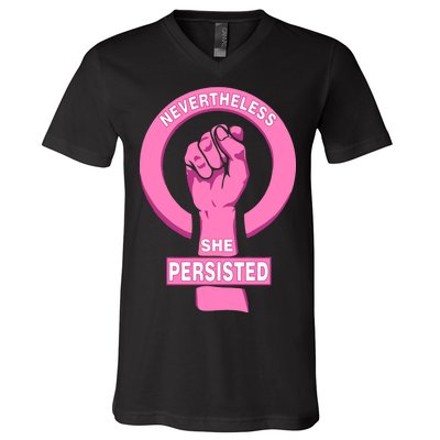 Nevertheless She Persisted Fist Tribute  V-Neck T-Shirt