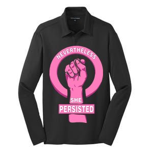 Nevertheless She Persisted Fist Tribute  Silk Touch Performance Long Sleeve Polo