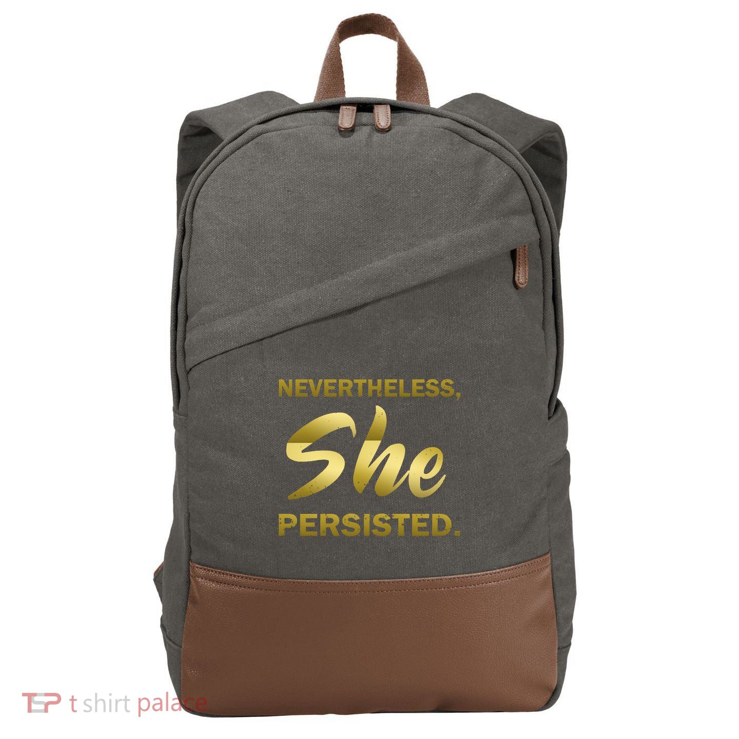 Nevertheless She Persisted Gold Signature Cotton Canvas Backpack