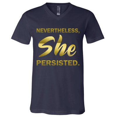 Nevertheless She Persisted Gold Signature V-Neck T-Shirt
