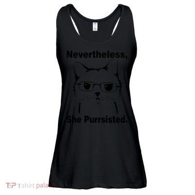 Nevertheless She Purrsisted Cat Persisted Ladies Essential Flowy Tank