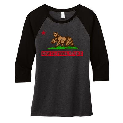 New California Republic Vintage Women's Tri-Blend 3/4-Sleeve Raglan Shirt