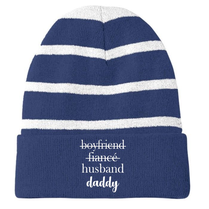 New Dad Boyfriend, Husband Fiance Striped Beanie with Solid Band