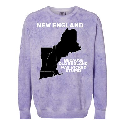 New England Because Old England Was Wicked Stupid Colorblast Crewneck Sweatshirt