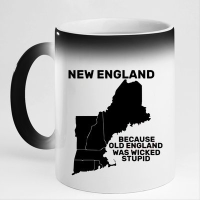 New England Because Old England Was Wicked Stupid 11oz Black Color Changing Mug