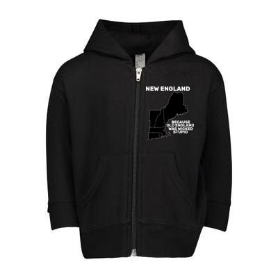 New England Because Old England Was Wicked Stupid Toddler Zip Fleece Hoodie