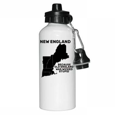 New England Because Old England Was Wicked Stupid Aluminum Water Bottle