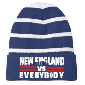 New England Vs Everybody City Striped Beanie with Solid Band