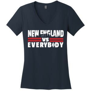 New England Vs Everybody City Women's V-Neck T-Shirt