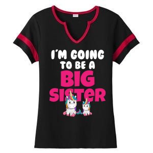 New I'm Going To Be A Big Sister Cute Unicorn Ladies Halftime Notch Neck Tee