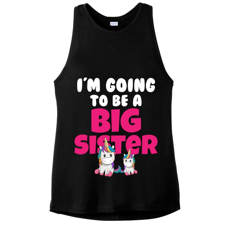 New I'm Going To Be A Big Sister Cute Unicorn Ladies PosiCharge Tri-Blend Wicking Tank