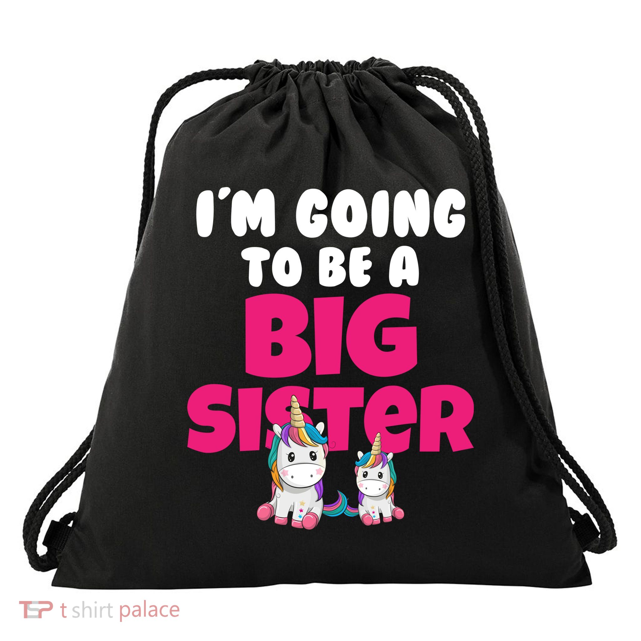 New I'm Going To Be A Big Sister Cute Unicorn Drawstring Bag