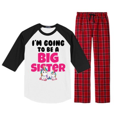 New I'm Going To Be A Big Sister Cute Unicorn Raglan Sleeve Pajama Set