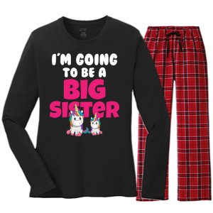 New I'm Going To Be A Big Sister Cute Unicorn Women's Long Sleeve Flannel Pajama Set 