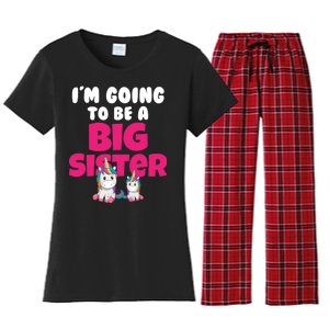 New I'm Going To Be A Big Sister Cute Unicorn Women's Flannel Pajama Set