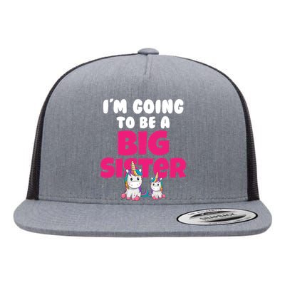 New I'm Going To Be A Big Sister Cute Unicorn Flat Bill Trucker Hat