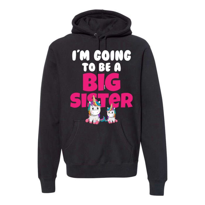 New I'm Going To Be A Big Sister Cute Unicorn Premium Hoodie