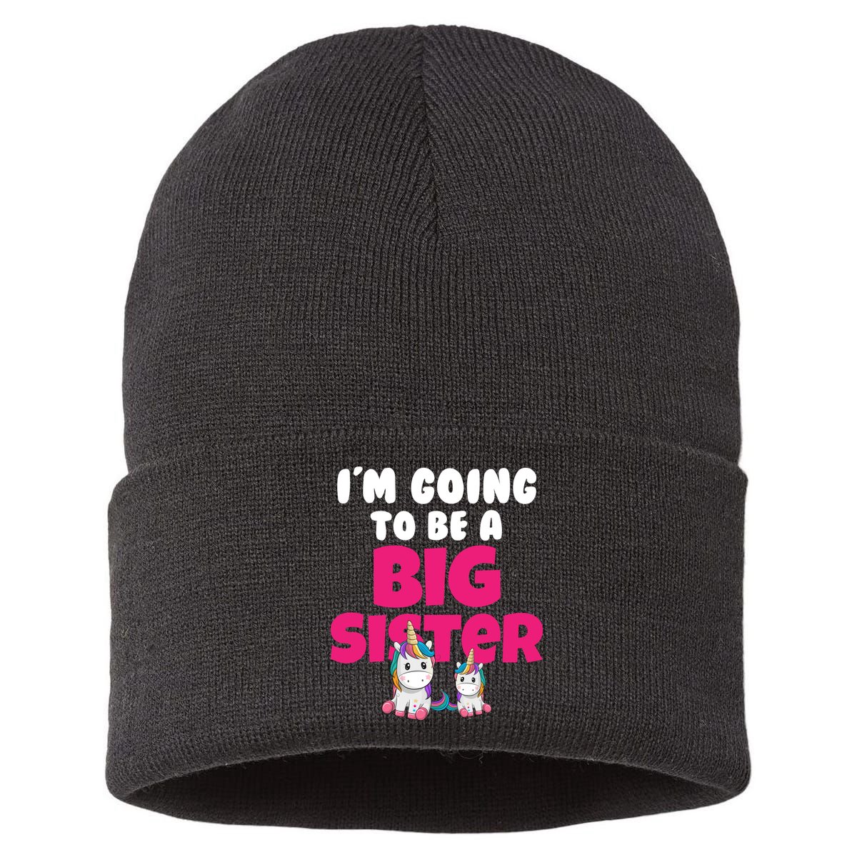 New I'm Going To Be A Big Sister Cute Unicorn Sustainable Knit Beanie