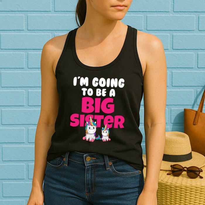New I'm Going To Be A Big Sister Cute Unicorn Womens Tank Top