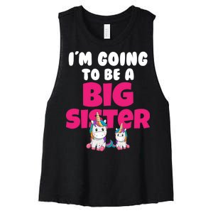 New I'm Going To Be A Big Sister Cute Unicorn Women's Racerback Cropped Tank