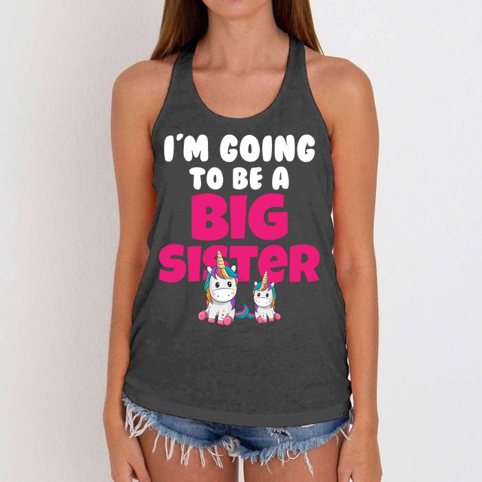 New I'm Going To Be A Big Sister Cute Unicorn Women's Knotted Racerback Tank