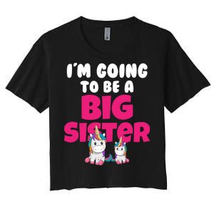 New I'm Going To Be A Big Sister Cute Unicorn Women's Crop Top Tee