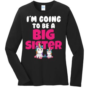 New I'm Going To Be A Big Sister Cute Unicorn Ladies Long Sleeve Shirt