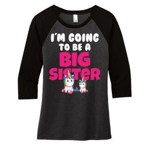 New I'm Going To Be A Big Sister Cute Unicorn Women's Tri-Blend 3/4-Sleeve Raglan Shirt