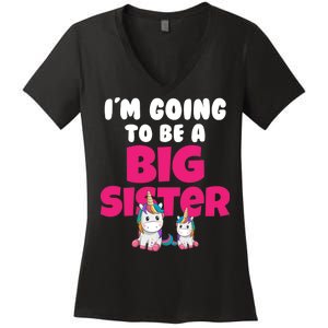 New I'm Going To Be A Big Sister Cute Unicorn Women's V-Neck T-Shirt