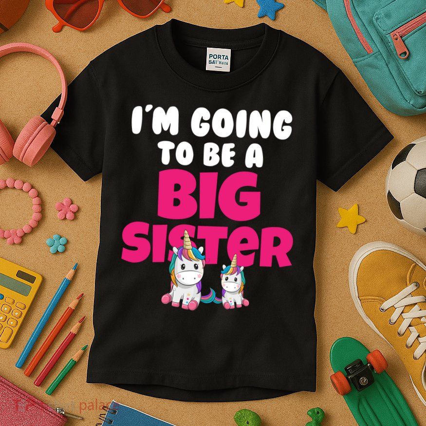 New I'm Going To Be A Big Sister Cute Unicorn Kids T-Shirt