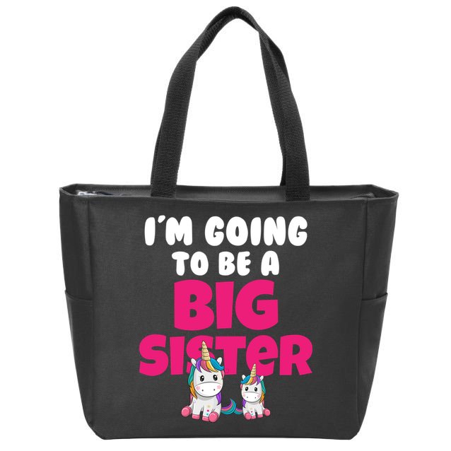 New I'm Going To Be A Big Sister Cute Unicorn Zip Tote Bag