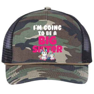 New I'm Going To Be A Big Sister Cute Unicorn Retro Rope Trucker Hat Cap