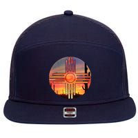 New Mexico Desert Sunset 7 Panel Mesh Trucker Snapback Hat