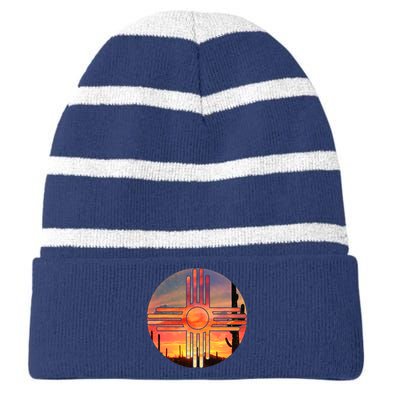 New Mexico Desert Sunset Striped Beanie with Solid Band